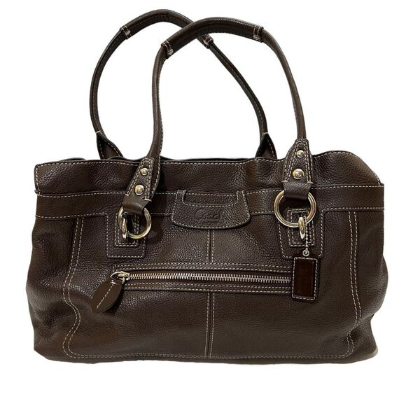 Coach Penelope Brown Ruffle Top Leather Shoulder Bag K1069-F14682 - Picture 3 of 16